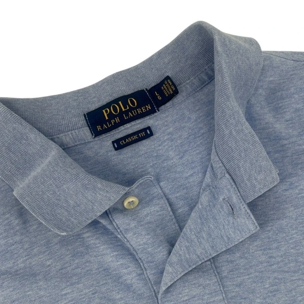 Polo Ralph Lauren Mens Classic Fit Short Sleeve Polo Shirt Blue Heather‎ Large